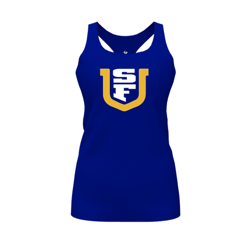[CUS-DFW-RCBK-PER-RYL-FYS-LOGO1] Racerback Tank Top (Female Youth S, Royal, Logo 1)
