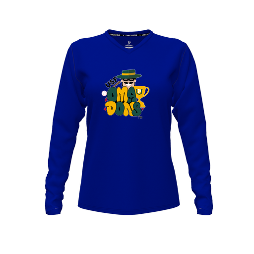 [CUS-DFW-TEES-CMF-VNK-LSL-RYL-FYXS-LOGO3] Comfort T-Shirt (Female Youth XS, Royal, V Neck, Logo 3, Long Sleeve)