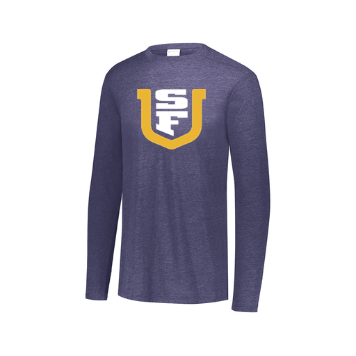 [FTLCUBNV-AXS-LOGO1] Decker Men's Tri-Blend T-Shirt - Long Sleeve (Adult XS, Navy, Logo 1)