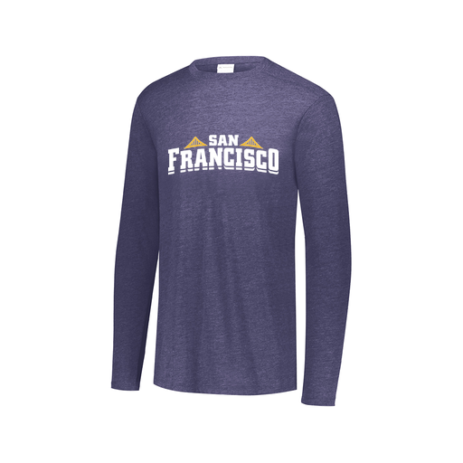 [FTLCUBNV-AXS-LOGO2] Decker Men's Tri-Blend T-Shirt - Long Sleeve (Adult XS, Navy, Logo 2)