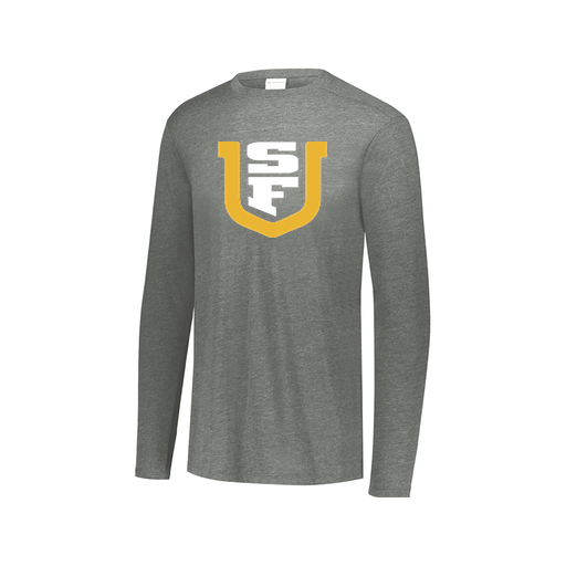 [FTLCUBGY-AXS-LOGO1] Decker Men's Tri-Blend T-Shirt - Long Sleeve (Adult XS, Gray, Logo 1)