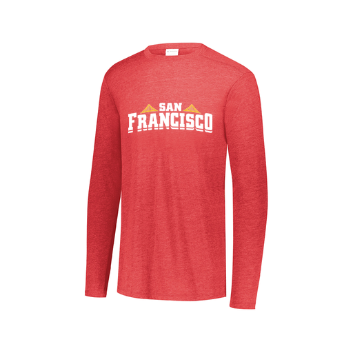 [FTLCUBRD-AXS-LOGO2] Decker Men's Tri-Blend T-Shirt - Long Sleeve (Adult XS, Red, Logo 2)