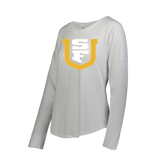 [FTLCUBWH-FAS-LOGO1] Decker Women's Tri-Blend T-Shirt - Long Sleeve (Female Adult S, White, Logo 1)