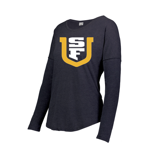 [FTLCUBNV-FAS-LOGO1] Decker Women's Tri-Blend T-Shirt - Long Sleeve (Female Adult S, Navy, Logo 1)