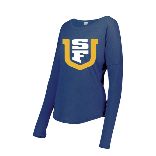 [3077.U55.S-LOGO1] Ladies LS Ultra-blend T-Shirt (Female Adult S, Royal, Logo 1)