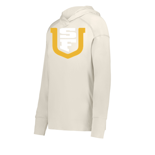[222798-WHT-FAXS-LOGO1] Ladies Ventura Thin Knit Hoodie (Female Adult XS, White, Logo 1)